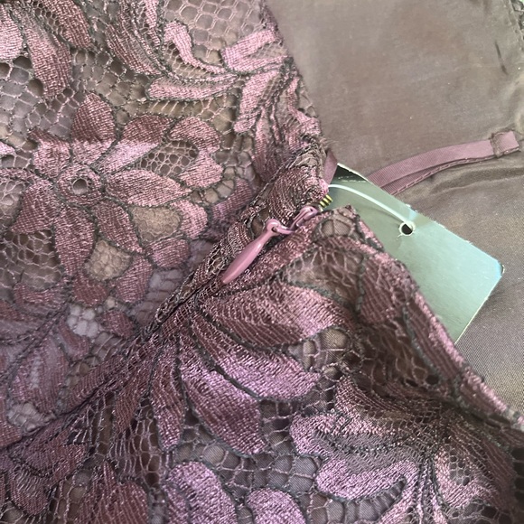 Ralph Lauren Black Label Dark Purple Lace Knee Length A Line Skirt Size 6, NWT - Picture 8 of 9